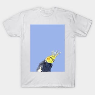 Cockatiel Watercolor Illustration with a violet background T-Shirt